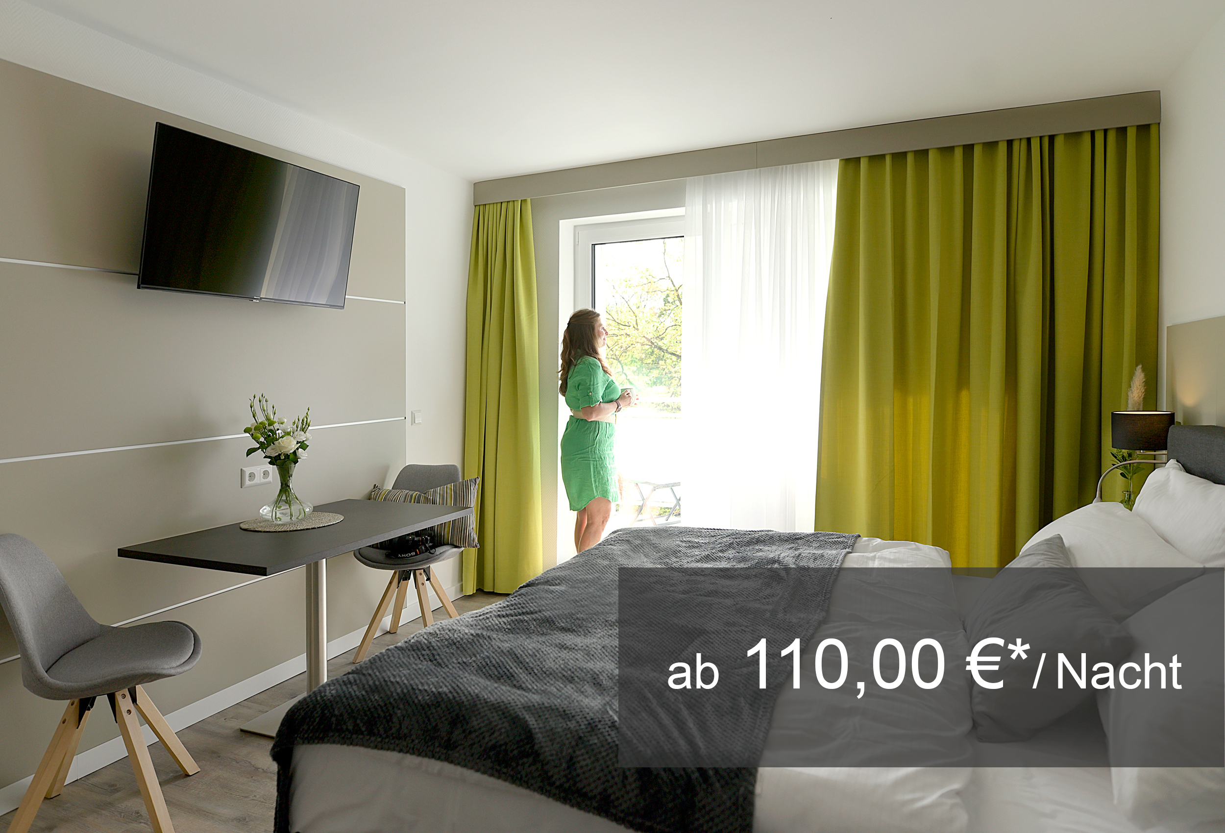 EINZEL-/DOPPELZIMMER (mit Balkon) – Parkseite